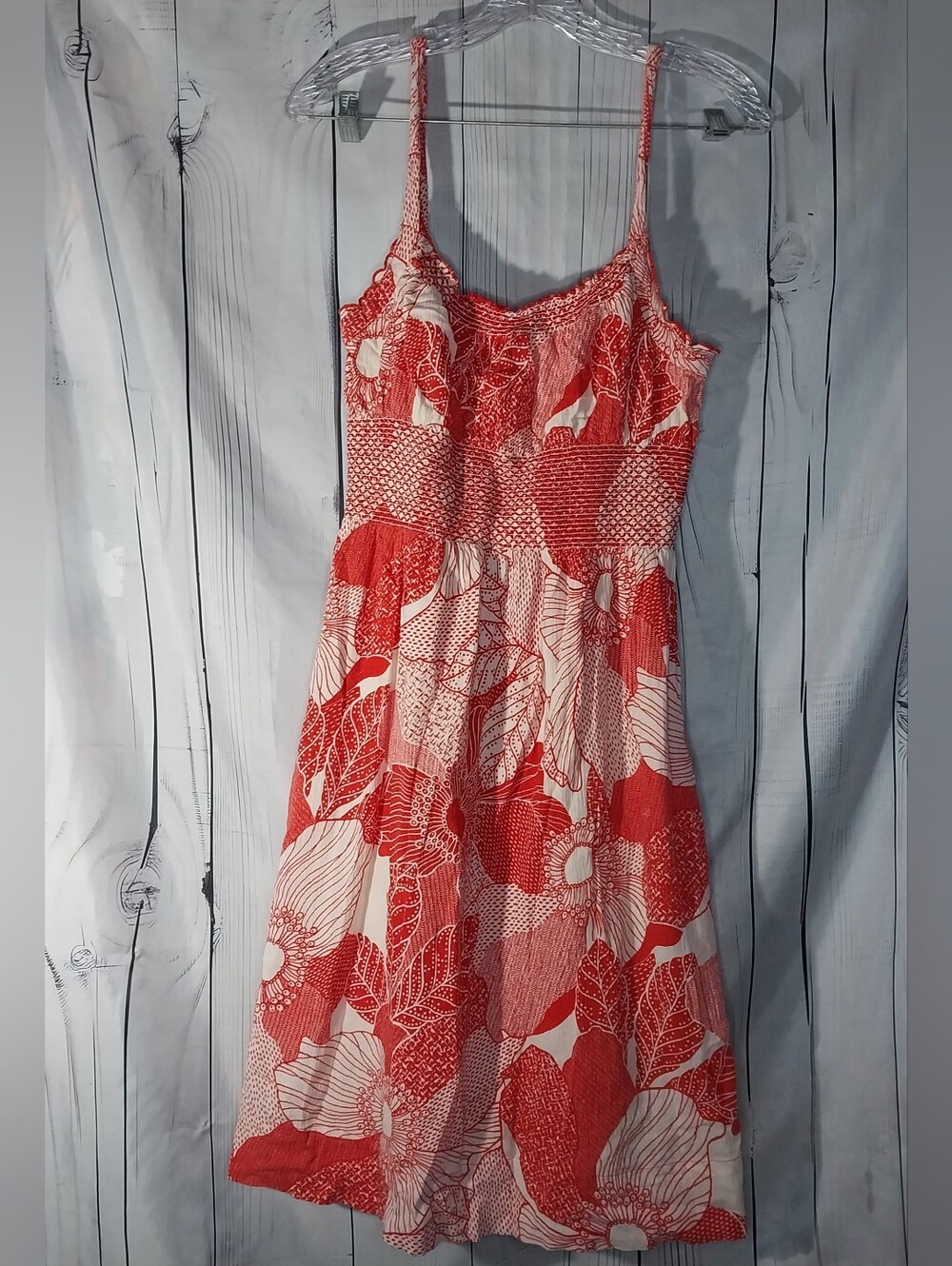 Viola Floral 100% Cotton Smocked Vacation Resortwear Spaghetti Strap Sundress